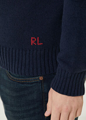 Polo Ralph Lauren Lacivert Logo Jakarlı Kazak - 6