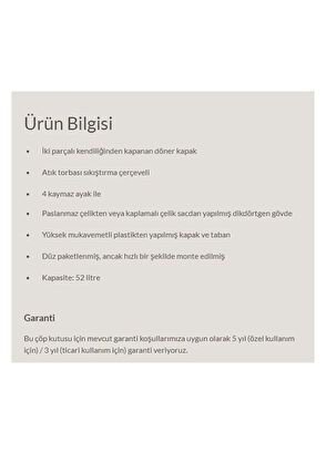 Hailo Siyah Çelik Çöp Kovası 52 Lt - 6