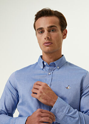 Beymen Club Slim Fit Koyu Mavi Oxford Gömlek - 7