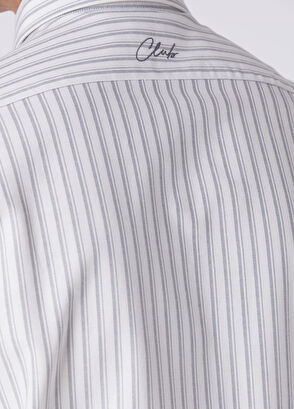 Beymen Club Beyaz Gri Comfort Fit Çizgili Oxford Gömlek - 8