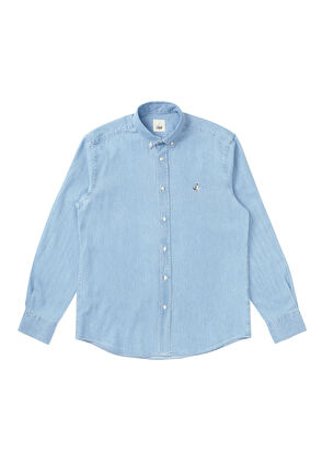 Beymen Club Comfort Fit Açık Mavi Grogren Detaylı Denim Gömlek - 6