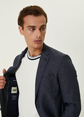Beymen Club Slim Fit Indigo Yün Flanel Kaşe Ceket - 11