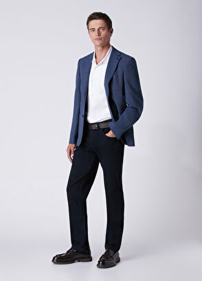 Beymen Club Blue Stitching Line Textured Blazer - 3