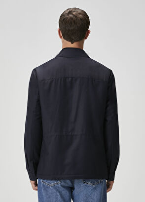 Lacivert Yün Flanel Dış Gömlek - Görsel 6