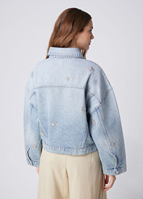 Beymen Club Mavi Serpme Taşlı Denim Ceket - 7