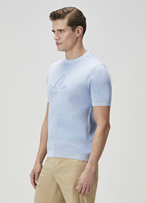 Beymen Club Mavi Logo Jakarlı Kısa Kollu Kazak - 4