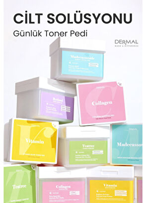 Dermal Vitamin Glow Toner Pad 120 Pieces Skin Brightening and Vitamin Complex Tonic Pad 180 ml - 6