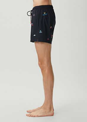 Beymen Club Navy Blue Waist Corded Figure Embroidered Swimsuit - 3