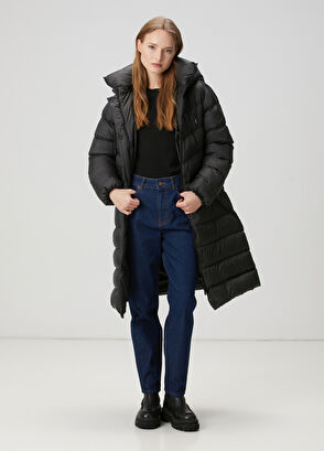 Beymen Club Siyah Kapüşonlu Uzun Mont - 4