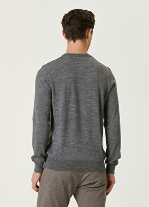 Beymen Club Gri Kaz Nakışlı Yün Kazak - 5