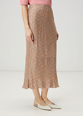 Beymen Club Pink Floral Midi Satin Skirt - 4