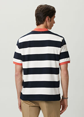 Beymen Club Comfort Fit Navy Blue White Polo Striped T-Shirt - 5