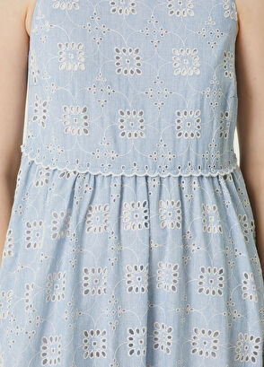 Beymen Club Mavi Nakışlı Kolsuz Midi Elbise - 4