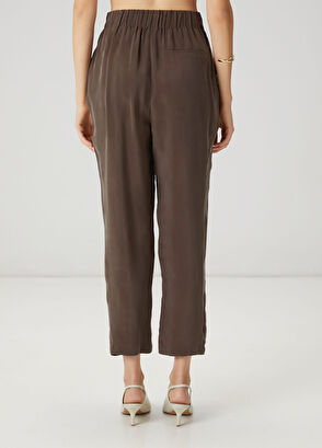 Beymen Club Brown Pleated Cupro Carrot Pants - 5