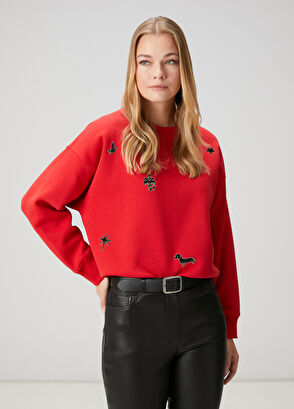 Beymen Club Agatha Red Embellished Sweatshirt - 4