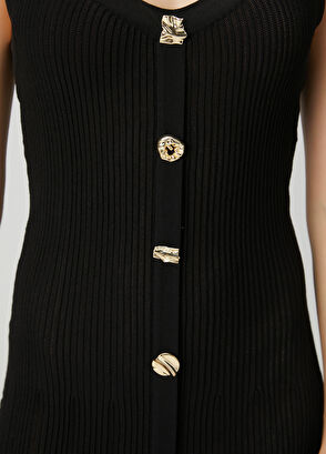 Beymen Club Black Amorphous Button-Down Maxi Knit Dress - 6