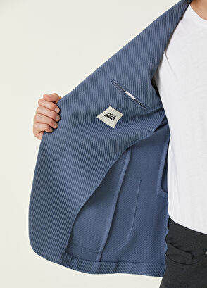 Beymen Club Indigo Diyagonal İri Dokulu Örme Ceket - 9