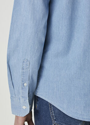 Comfort Fit Mavi Denim Gömlek Beymen Club Comfort Fit Mavi Denim Gömlek - 8