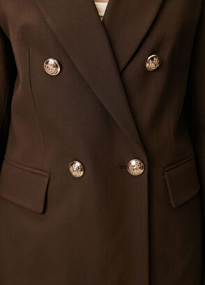 Beymen Club Kahverengi Kruvaze Keten Blazer - 7