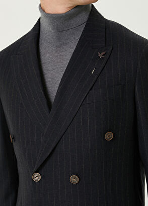 Beymen Club Antrasit Çizgili Yün Ceket - 6