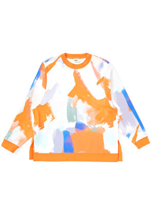 Beymen Club Turuncu Bisiklet Yaka Desenli Sweatshirt - 6