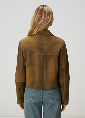 Beymen Club Dark Green Leather Jacket - 5