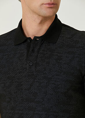 Beymen Club Slim Fit Siyah Polo Yaka Kamuflaj Dokulu T-shirt - 6
