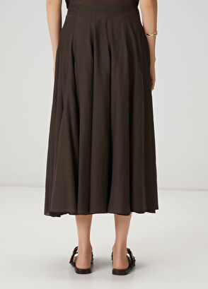 Beymen Club Brown Midi Flared Skirt - 5