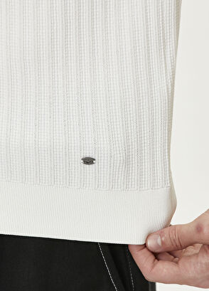 Beymen Club Beyaz Polo Yaka Waffle Örgülü Kısa Kollu Triko - 8