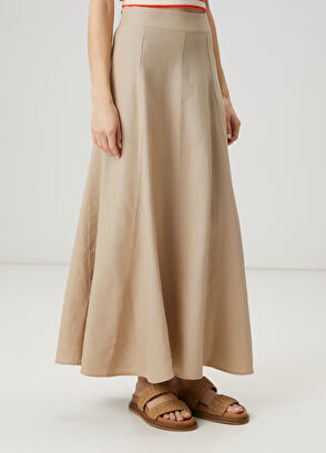 Beymen Club Beige Maxi Linen Skirt - 4