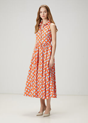 Beymen Club Mercan Desenli Midi Gömlek Elbise - 4