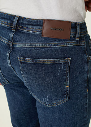 Beymen Club Navy Blue Slim Fit Distressed Jeans - 5