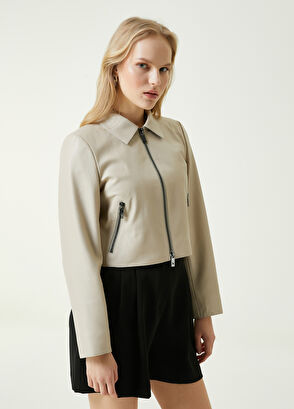 Beymen Club Bej Deri Ceket - 5