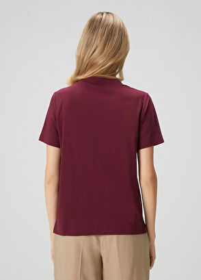 Beymen Club Burgundy Side Slit Basic T-shirt - 5
