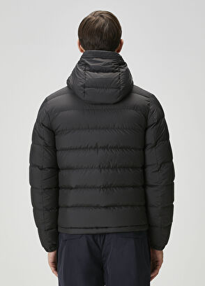 Siyah Kapüşonlu Puff Mont - Görsel 6