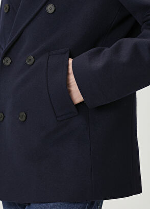 Beymen Club Navy Inner Collar Detail Wool Blend Coat - 7