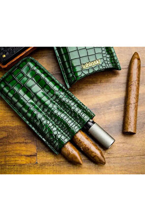 Lubinski Black Patterned 3-Piece 60 Ring Leather Cigar Case - 6