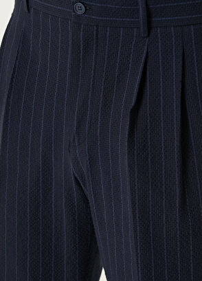 Beymen Club Lacivert Çizgili Gofreli Kruvaze Takım Elbise - 8