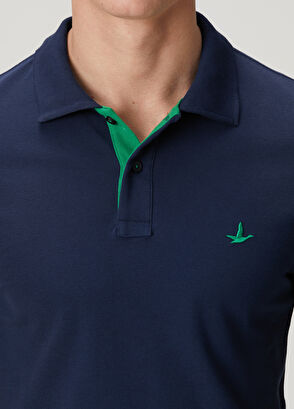 Beymen Club Lacivert Slim Fit Yaka Altı Baskılı Polo Tshirt - 7