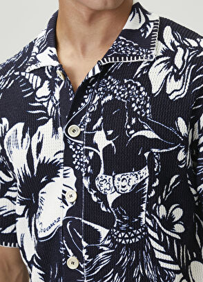 Dsquared2 Lacivert Beyaz Kısa Kollu Desenli Triko - 5