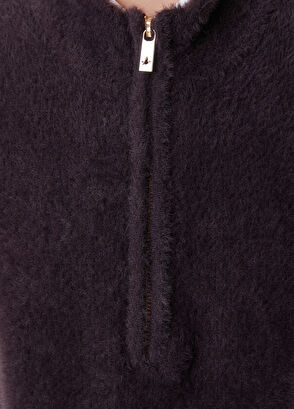 Beymen Club Plum Zippered Feathered Sweater - 8