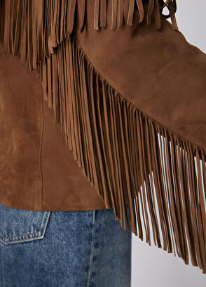 Beymen Club Brown Fringed Leather Jacket - 8