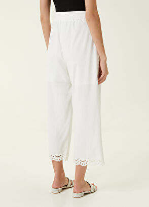 Beymen Club Beyaz Beli Bağcıklı Nakış Detaylı Pantolon - 5