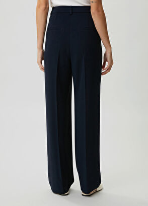 Beymen Club Lacivert Çift Pileli Krep Palazzo Pantolon - 5