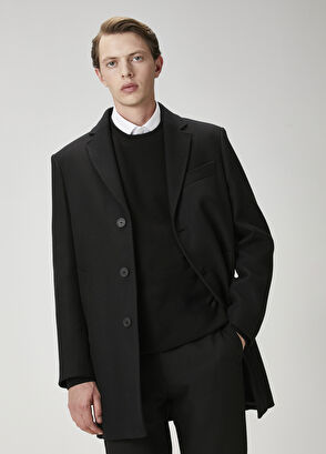 Beymen Club Siyah İtalyan Yün Kaşe Palto - 3