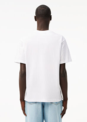 Beyaz Bisiklet Yaka Classic Fit Kısa Kollu Erkek T-shirt - Görsel 4