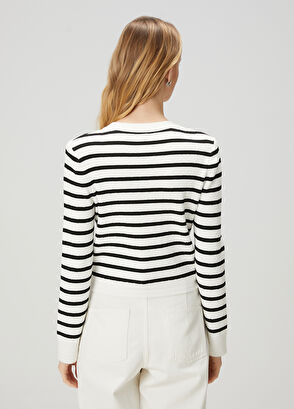 Beymen Club Siyah Beyaz Çizgili Hırka - 5