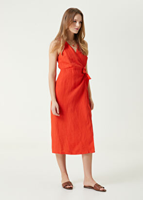 Beymen Club Mercan Uzun Keten Elbise - 4