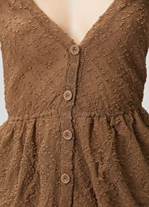 Join Us Brown Textured Knitwear Tank Top - 5