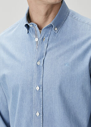 Comfort Fit Mavi Denim Gömlek Beymen Club Comfort Fit Mavi Denim Gömlek - 7